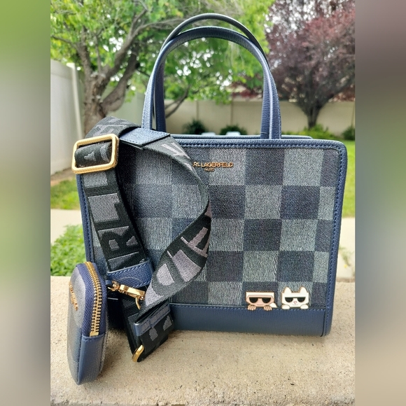 Karl Lagerfeld Handbags - Karl Lagerfeld Blue Checkered Women's Bag